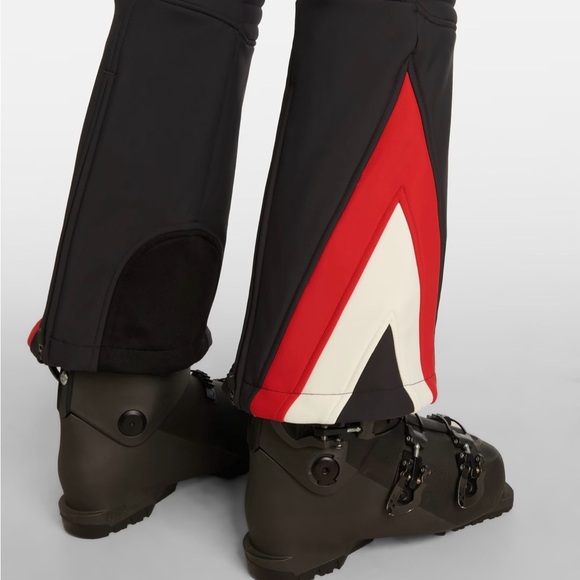 NWT Perfect moment Allos hooded striped ski suit in jet black/red/snow white - Picture 13 of 13